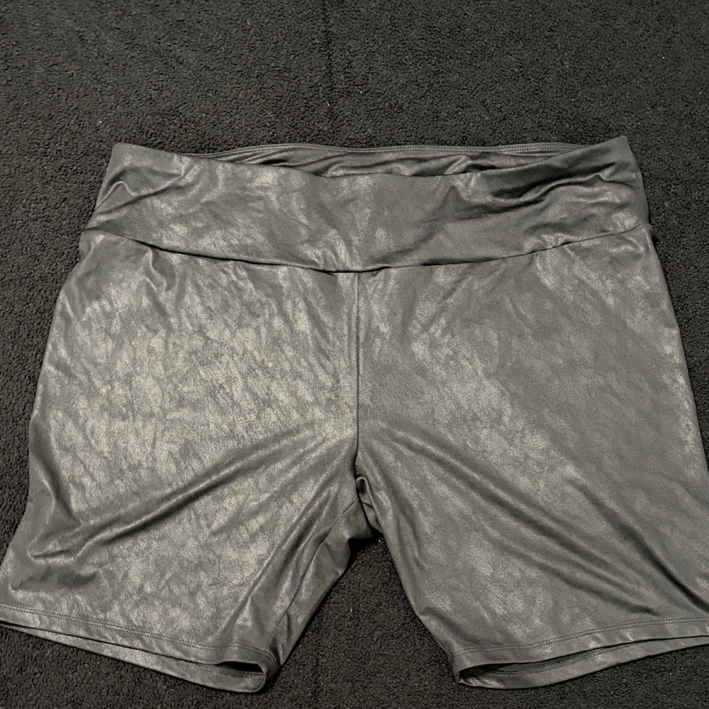 Women's Faux Leather Black Biker Shorts